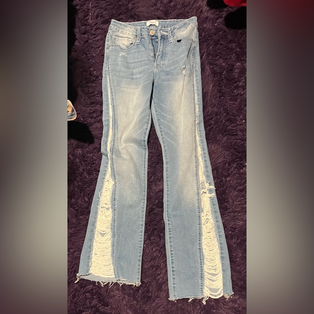 Flare frayed stretch perfect fit wanna better butt sexy  Distressed Women Jeans